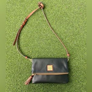 Dooney & Bourke Black/Brown Pebble Grain Foldover Zip Crossbody